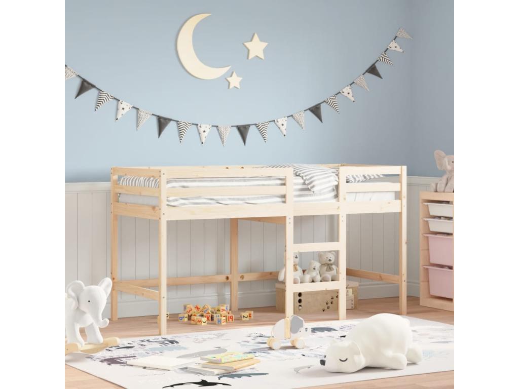 Lit mezzanine d'enfant sans matelas avec échelle 90x200 cm 28232LZXV