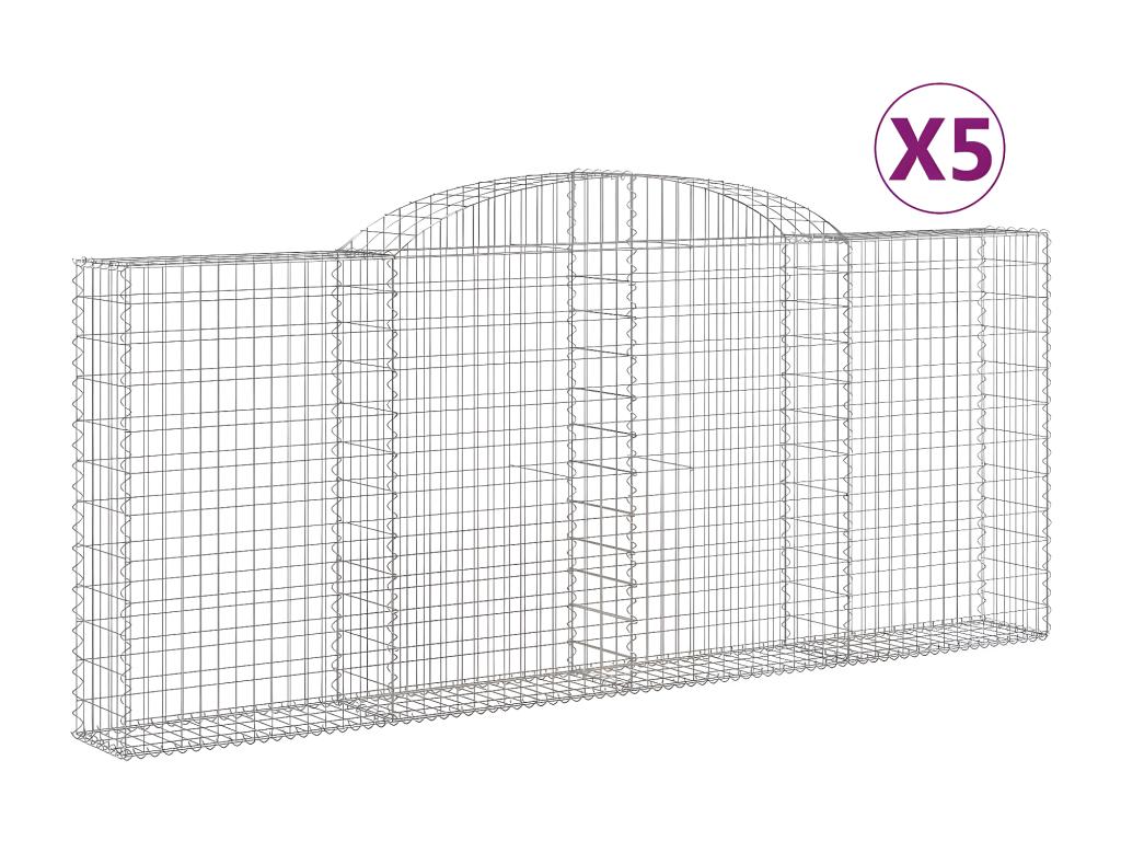 Paniers à gabions arqués 5 pièces 300x30x120/140 cm fer galvanisé 55855WKZE