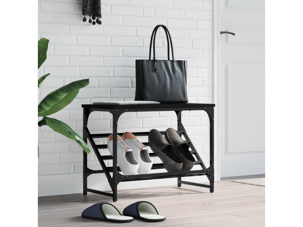 Etagère à chaussures noir 60x30x45 bois d'ingénierie 07198STJS