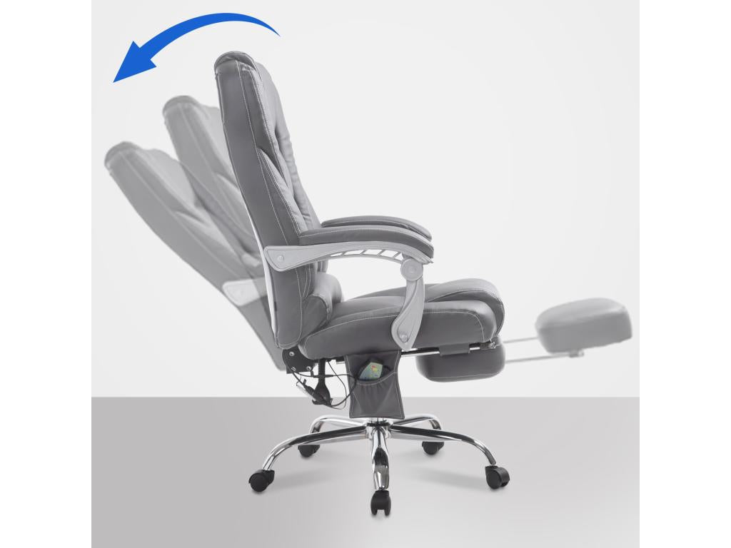 Chaise de bureau - Similicuir / Métal chromé - Gris - Calmetop 43445OPVP