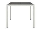 Table de jardin 90x90x75cm Verre trempé et résine tressée Blanc 93664PNUF