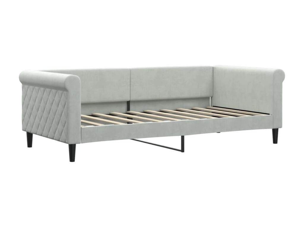 Lit de jour avec matelas gris clair 90x190 cm velours 77138PGOM