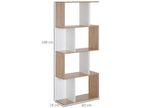 Bibliothèque étagère meuble de rangement design contemporain en S 4 étagères 60L x 24l x 148H cm chêne blanc 79905WOLP