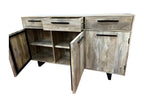 Buffet 3 portes 3 tiroirs manguier et pieds métal 96015SJUJ