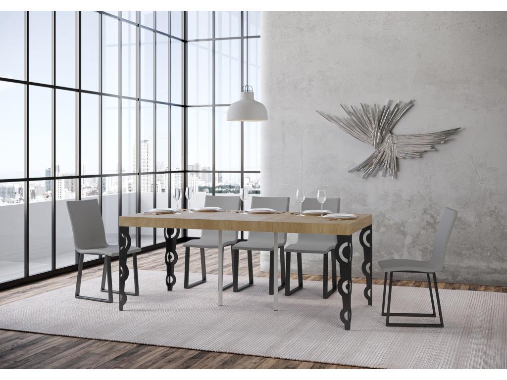 Console extensible 90x40/300 cm Karamay Premium Chêne Nature cadre Anthracite 84386XZPF
