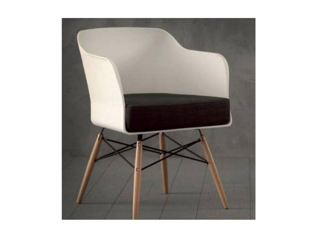 Chaise coque blanche et hêtre massif coussin anthracite Calmetop- Lot de 4 26872XRZM