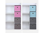 Meuble de rangement pour enfant- blanc - Artvivrestore - avec 7 compartiments et 4 paniers gris et bleus 37208CUJB