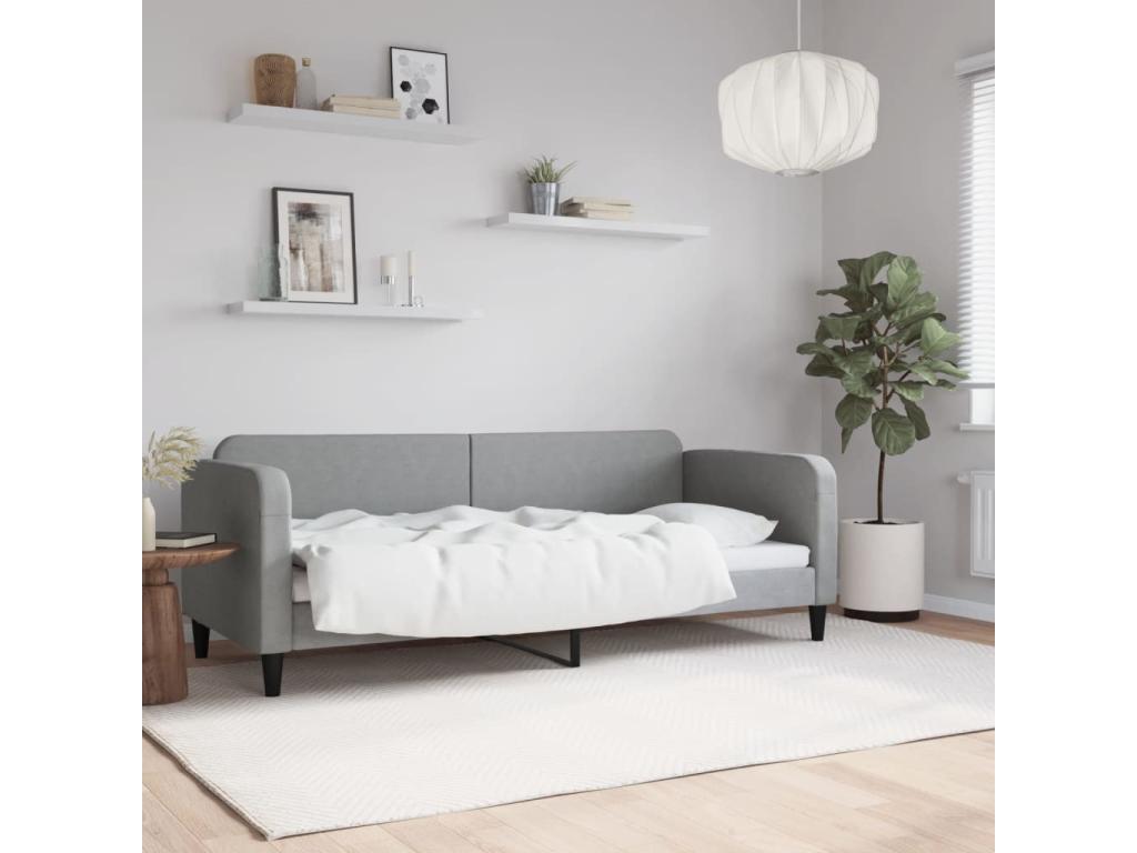 Lit de repos gris clair 80x200 cm tissu 00688SMCG