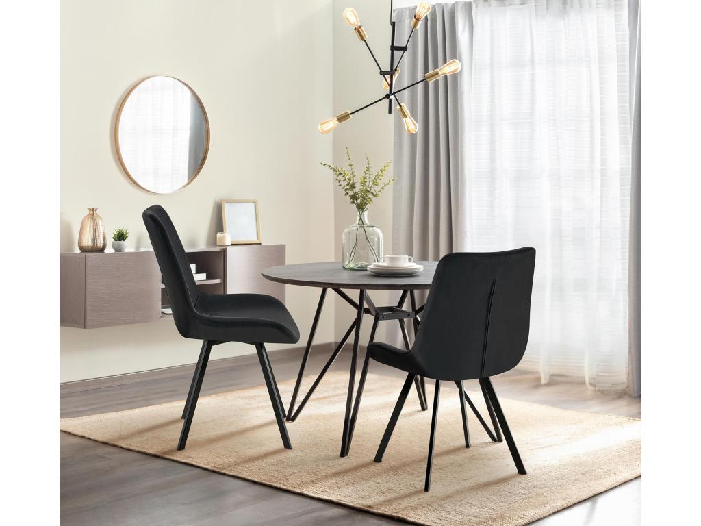 chaise salle à manger - Velours - Noir - Calmetop 55087FQKL