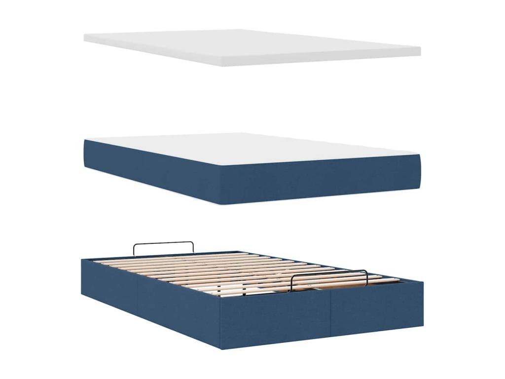 Cadre de lit ottoman avec matelas bleu 120x190 cm tissu 52527ZEFM