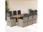 Ensemble à manger de jardin 9 pcs coussins gris résine tressée 77258HJVB