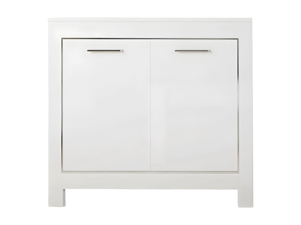 Calmetop - Buffet 2 Portes L112cm Laqué Blanc Brillant 82669AFYY