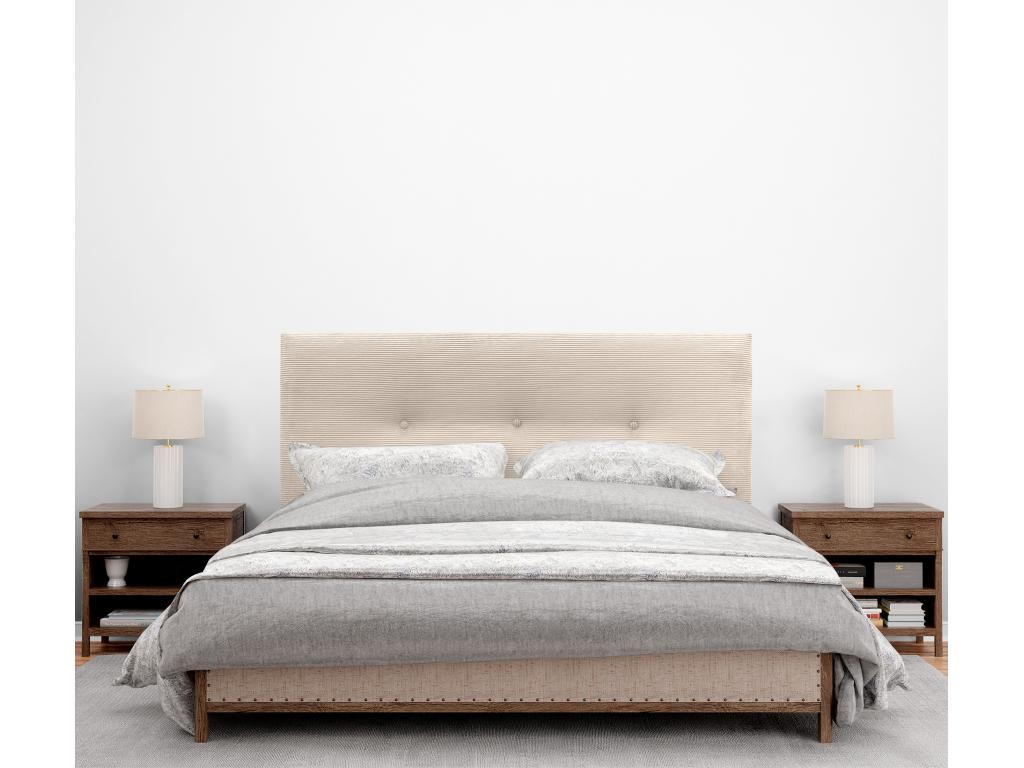 Calmetop Tête de Lit Velours Côtelé Uni avec Boutons 135x115 avec Pieds de Lit 120/135/140 - Beige 81259NGYP