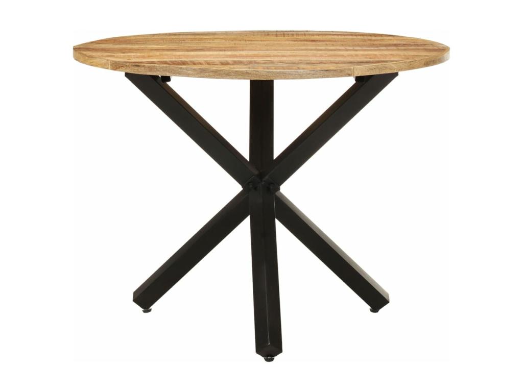 Table à manger ronde 100x100x75 cm Bois de manguier brut 71512JHIO