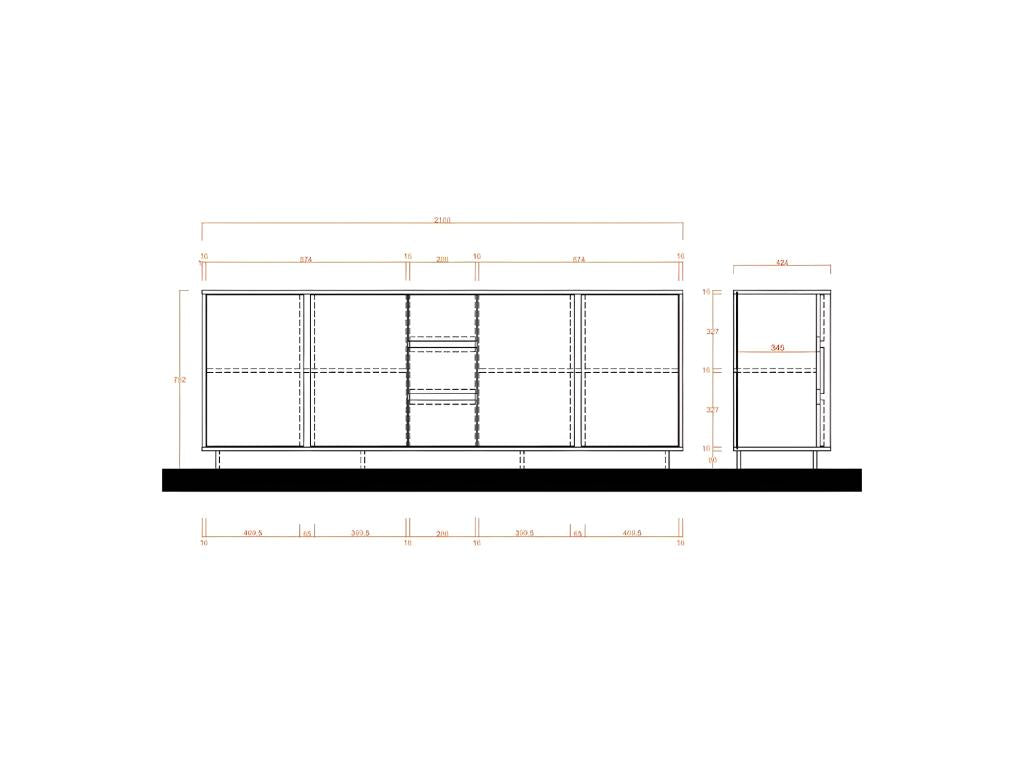 Buffet 4 portes 3 tiroirs Blanc Laqué Brillant - Artvivrestore 22134ULCZ