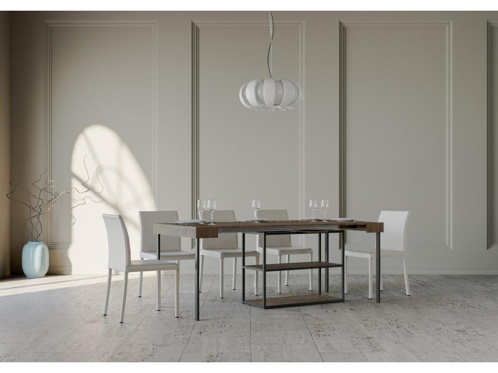 Console extensible 90x40/300 cm Artvivrestore Noyer cadre Anthracite 67726POZF