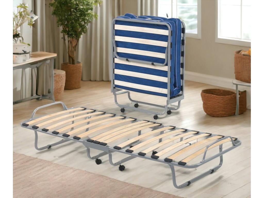 Lit pliant Artvivrestore lit simple orthopédique et pliable Made in Italy lit avec revêtement en éco-cuir avec matelas 80x190 cm inclus Noir 80953LHGO