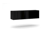 Meuble de rangement suspendu NEVER noir brillant avec porte abattante 90379XYHC