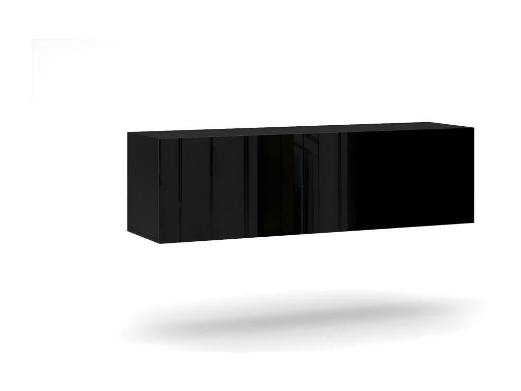 Meuble de rangement suspendu NEVER noir brillant avec porte abattante 90379XYHC