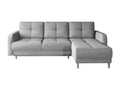 Canapé angle réversible Scandinave tissu doux gris clair et pieds bois clair Artvivrestore 240cm 37247TBQX