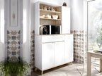 Buffet de cuisine Calmetop - 4 portes 1 tiroir et 3 niches - Blanc et chêne 06506ZMJS