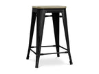 Tabouret industriel acier brillant et assise en bois massif naturel Calmetop 60cm-Couleur Rose 58756FETC