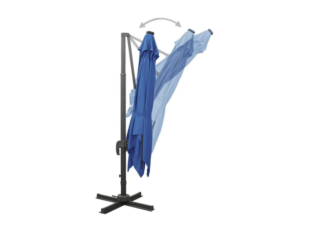 Parasol déporté avec mât et Calmetopères LED Bleu azur 300 cm 28749SMGR