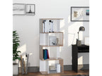Bibliothèque étagère meuble de rangement design contemporain en S 4 étagères 60L x 24l x 148H cm chêne blanc 79905WOLP