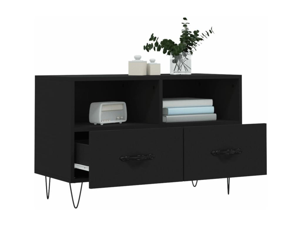 Meuble TV Noir 80x36x50 cm Bois d'ingénierie 52509OFLY