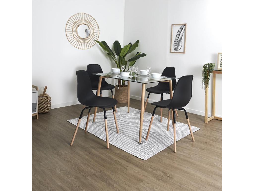 Calmetop - Lot de 2 Chaises Polypropylène Noir et Bois 19932YXCE