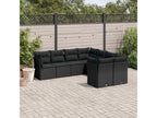 Salon de jardin 8 pièces avec coussins noir résine tressée 13538DDGU