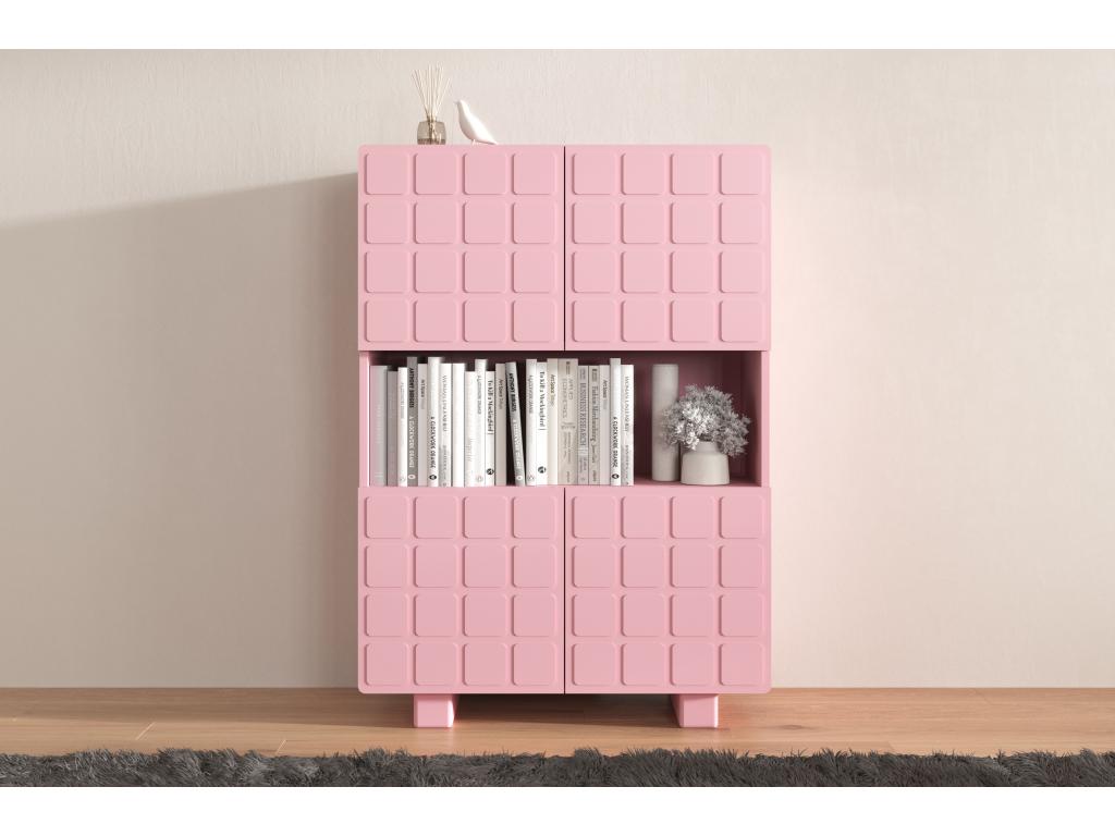 Buffet moderne avec façades 3D Artvivrestore CUBO HIGH / couleur rose poudré / larg- 85 cm 29239NUPB