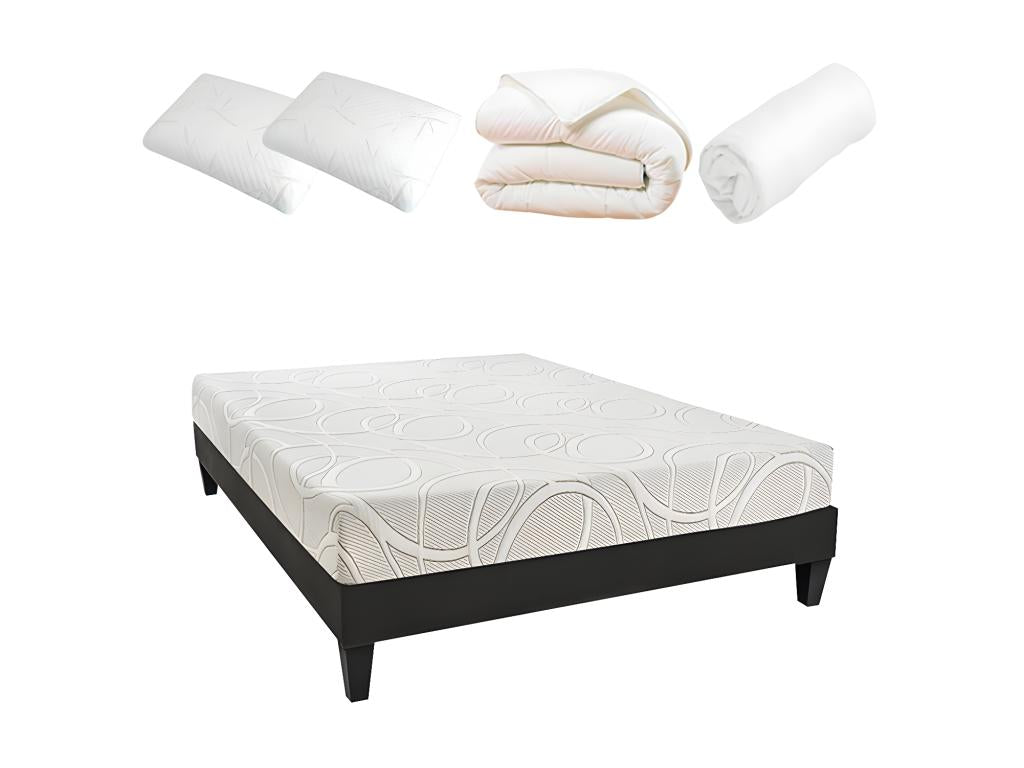 Calmetop - Pack Prêt à dormir Calmetop 180x200 cm - Matelas Mémoire de forme Sommier Accessoires 85627QZUO