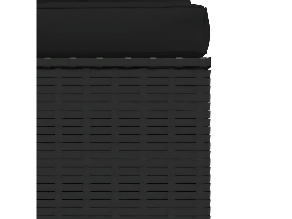 Canapé central de jardin avec coussins noir résine tressée 89203CIHC