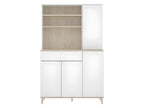 Buffet de cuisine Calmetop - 4 portes 1 tiroir et 3 niches - Blanc et chêne 06506ZMJS
