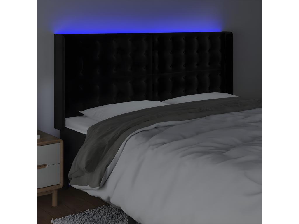 Tête de lit à LED Noir 163x16x118/128 cm Velours 31718CLOH